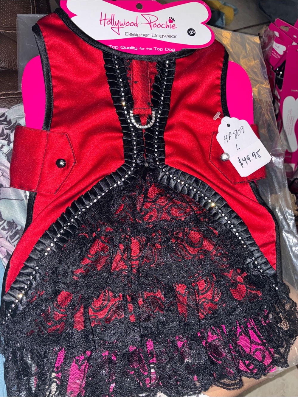 Red & Black Lace Halloween Costume for Dogs